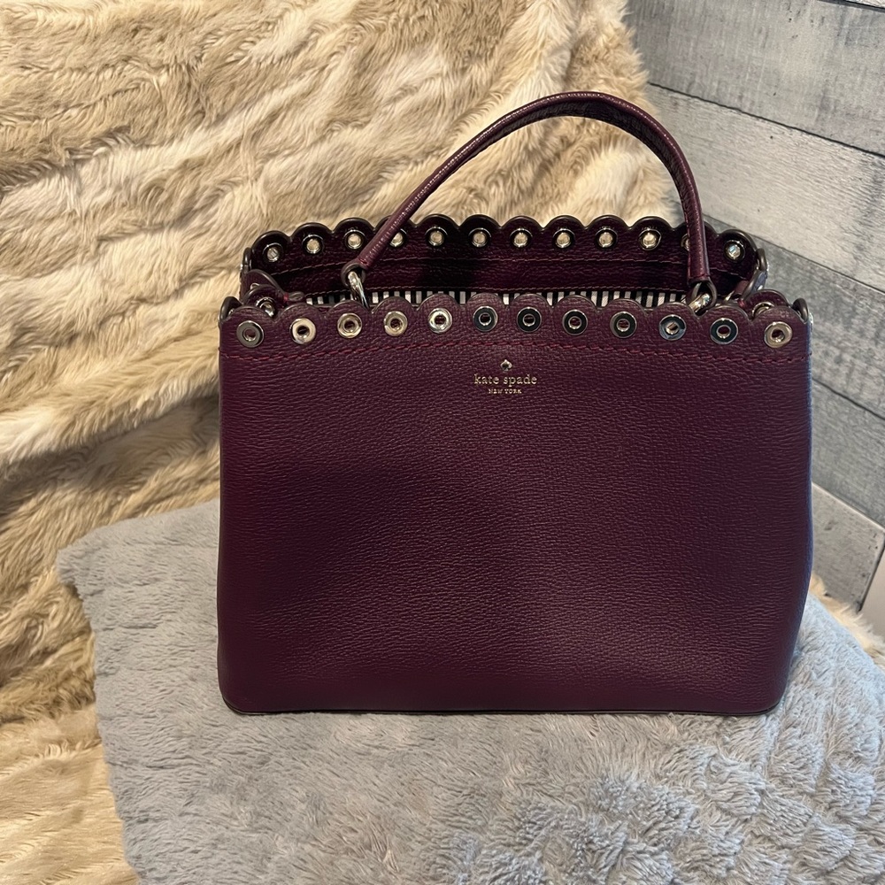 Kate Spade plum Leather Studded Bucket Bag/shoulder bag small tote